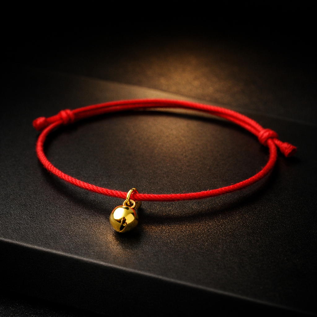 Red String Bracelet with Golden Bell